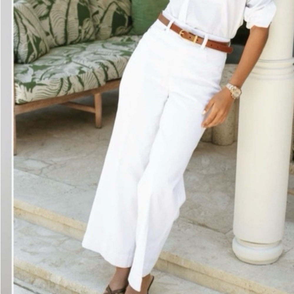 SPANX Crisp Ecru Cropped Wide-Leg Pants